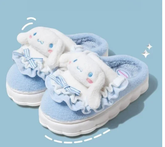 Sanrio Hello Kitty and Melody Plush Cozy Slippers (One Pair)