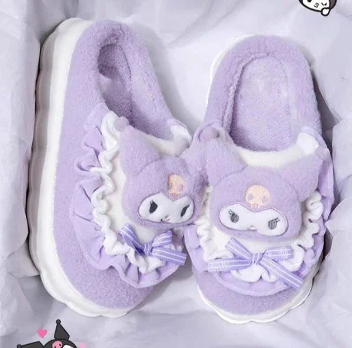 Sanrio Hello Kitty and Melody Plush Cozy Slippers (One Pair)