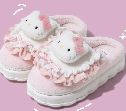 Sanrio Hello Kitty and Melody Plush Cozy Slippers (One Pair)