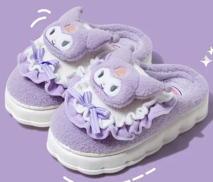 Sanrio Hello Kitty and Melody Plush Cozy Slippers (One Pair)