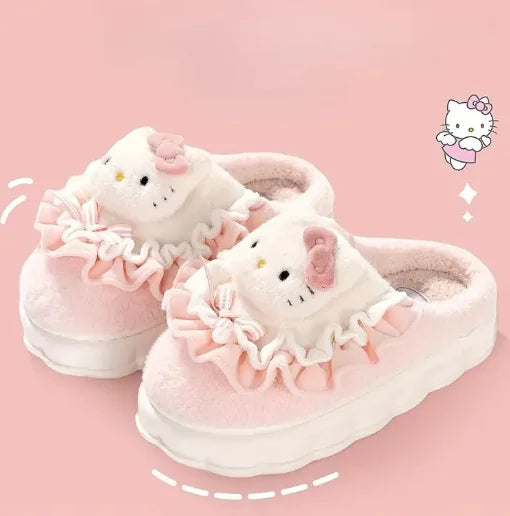 Sanrio Hello Kitty and Melody Plush Cozy Slippers (One Pair)