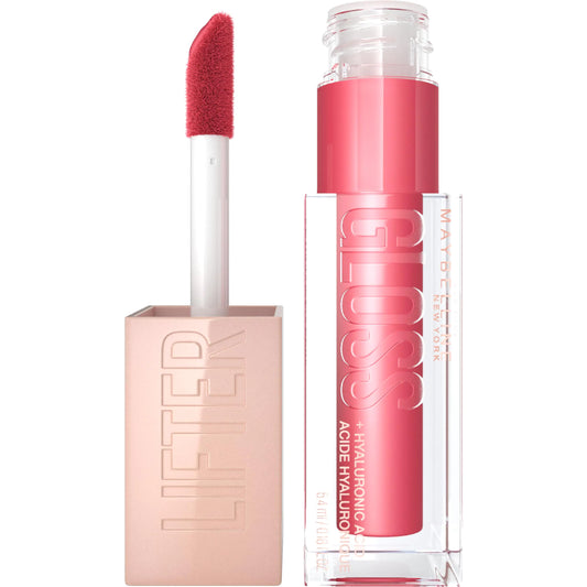Maybelline Lifter Gloss Hydrating Lip Gloss with Hyaluronic Acid High Shine for Plumper Looking Lips Heat Raspberry Neutral 0.18 Ounce